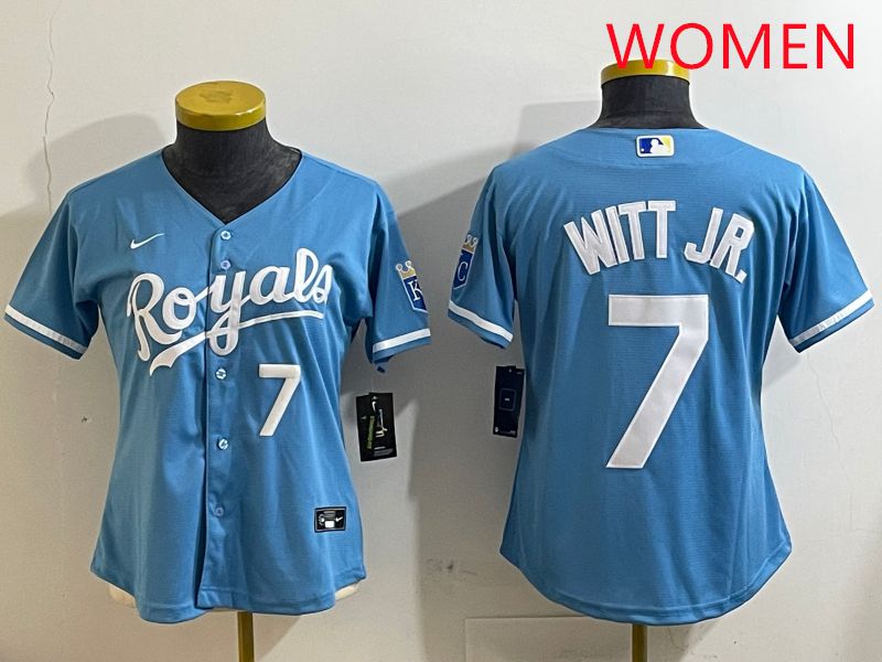 Women Kansas City Royals #7 Witt jr Light Blue Game 2025 Nike MLB Jersey style 5